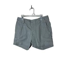 Eddie Bauer Womens Cargo Cuffed Green Pinstripe Shorts Petite